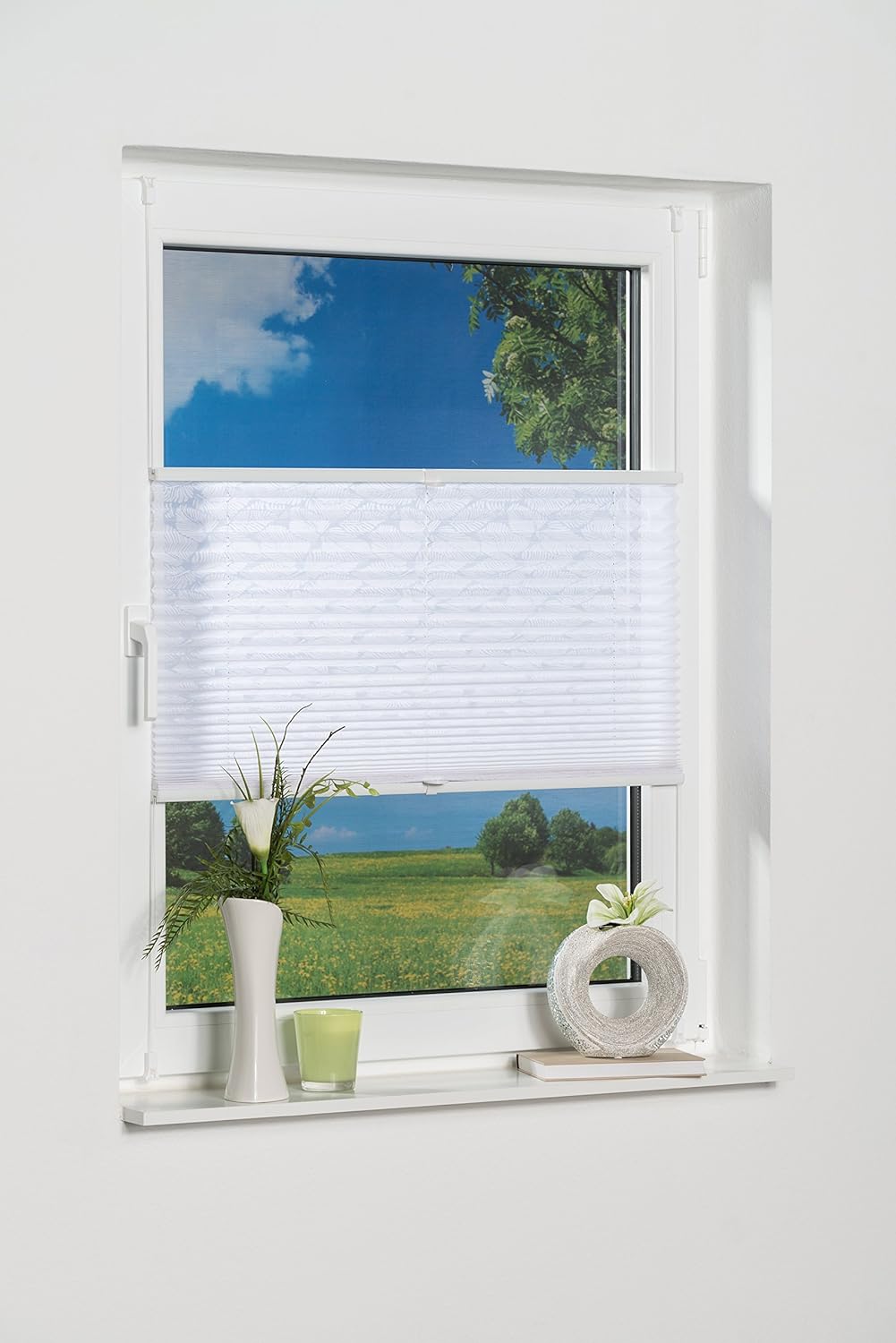 K-home Klemmfix-Plissee , Ausbrenner Stoff, weiss, 100 x 130 cm (B x L) 100 x 130 cm Ausbrenner Stof