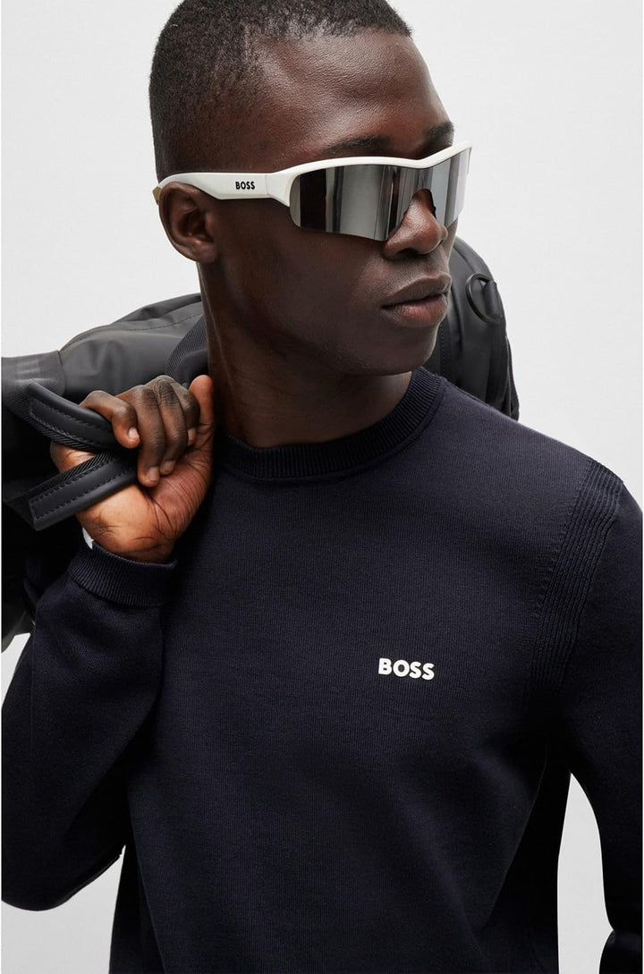 BOSS Herren Ever-X CN Regular-Fit Pullover aus Baumwoll-Mix mit Logo-Print L Dark Blue402, L Dark Bl