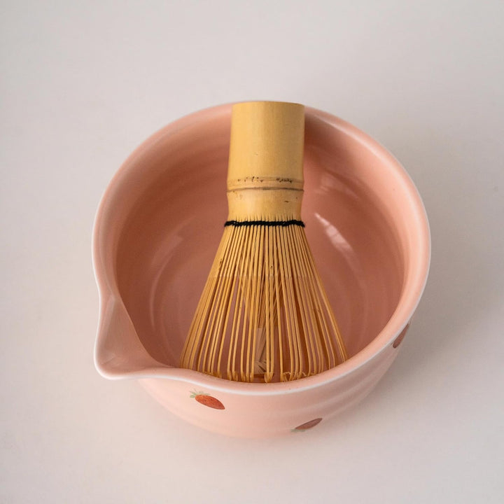 Matcha Set Rosa, Erdbeer Macha Tea Set, Japanisches Macha-Zeremonien-Set, Matcha Schale und Bambusbe