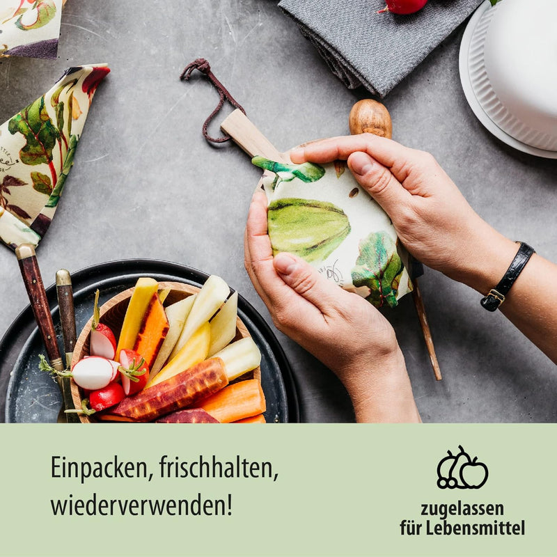 little bee fresh Bio-Bienenwachstücher Starter-Set "S/M/L" aus Deutschland - hält Lebensmittel natür
