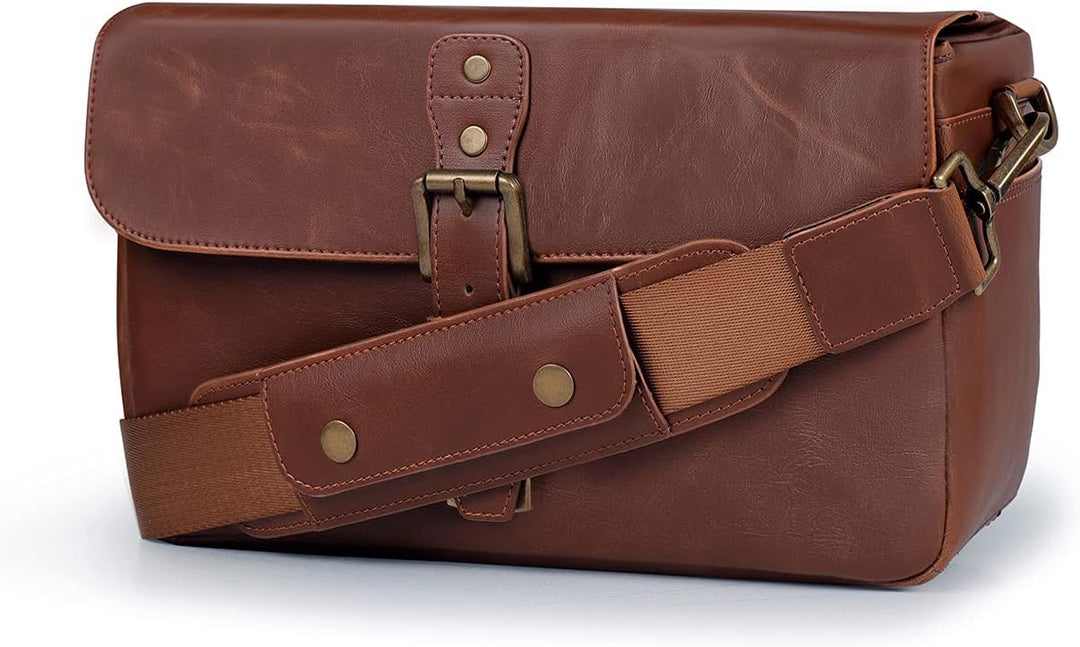 MegaGear MG1526 Kameratasche - Kuriertasche aus Leder für Spiegellose, Sofortbild - und DSLR Kameras