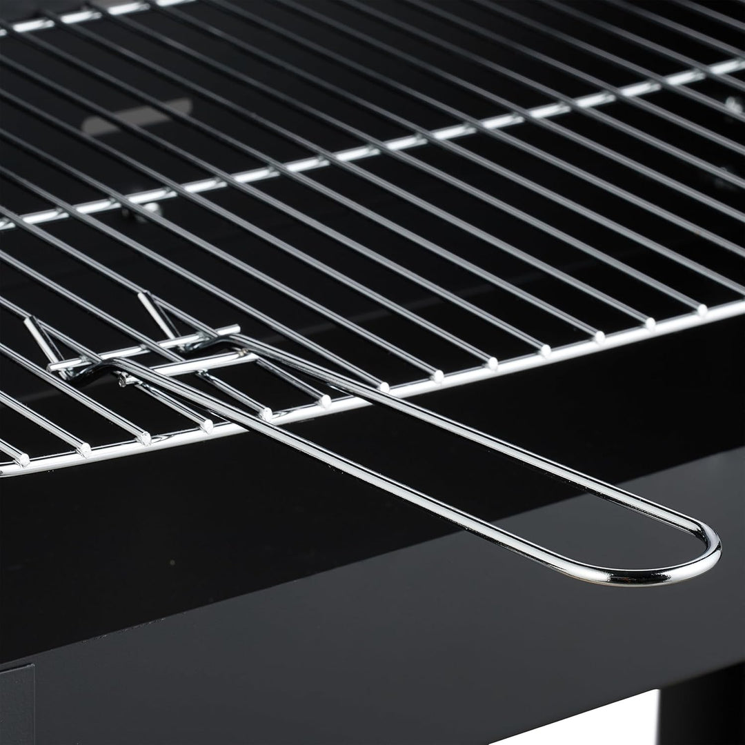 Relaxdays Grill mit Rädern, 2 Ablagen, höhenverstellbarer Rost, Windschutz, Grillwagen HBT: 80,5 x 8