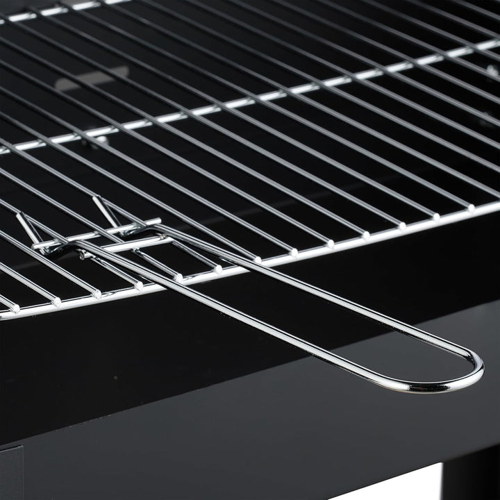 Relaxdays Grill mit Rädern, 2 Ablagen, höhenverstellbarer Rost, Windschutz, Grillwagen HBT: 80,5 x 8