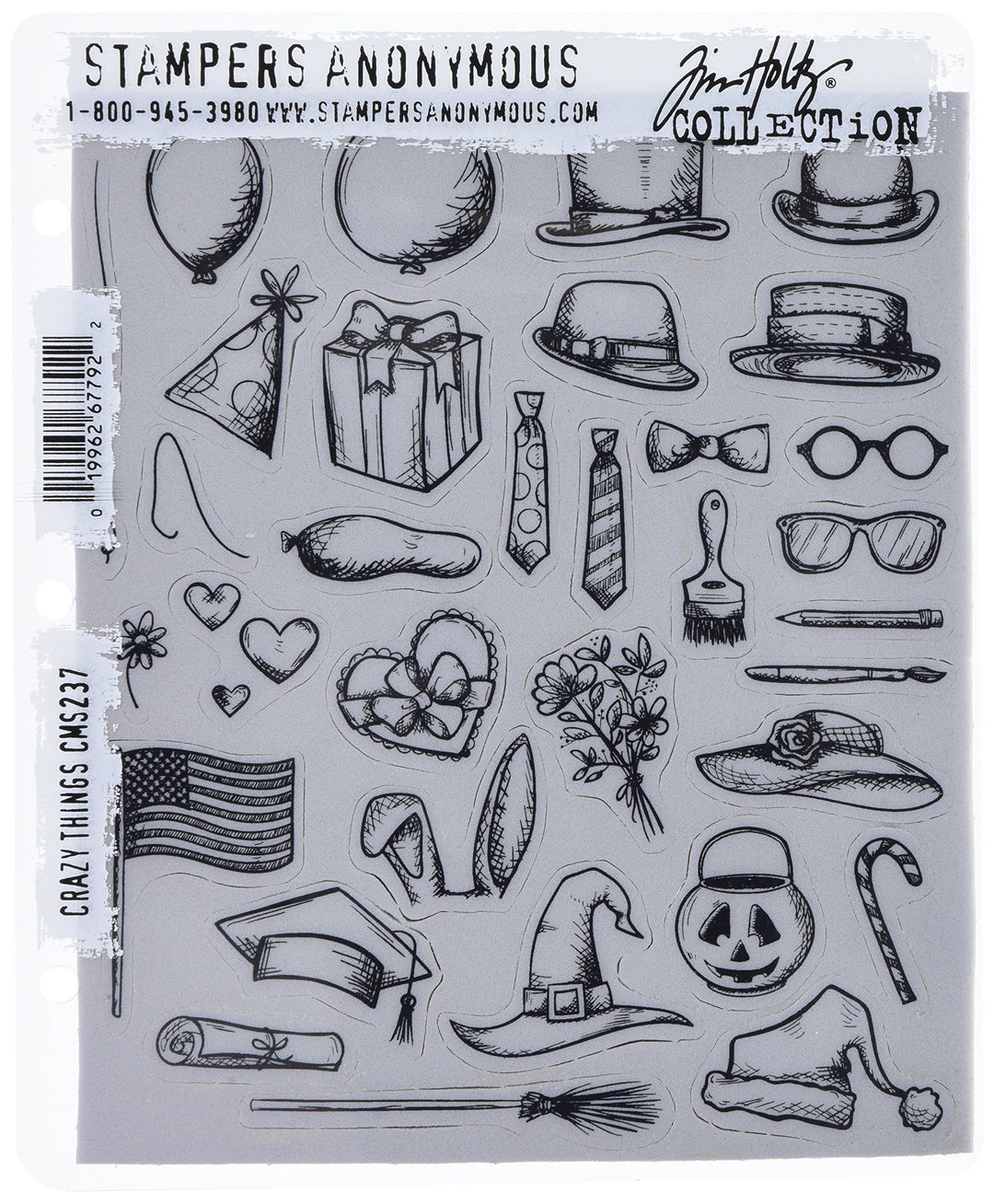 Tim Holtz Cling Stamps 7"X8.5"-Crazy Things Things Cling, Stempel, Things Cling, Stempel