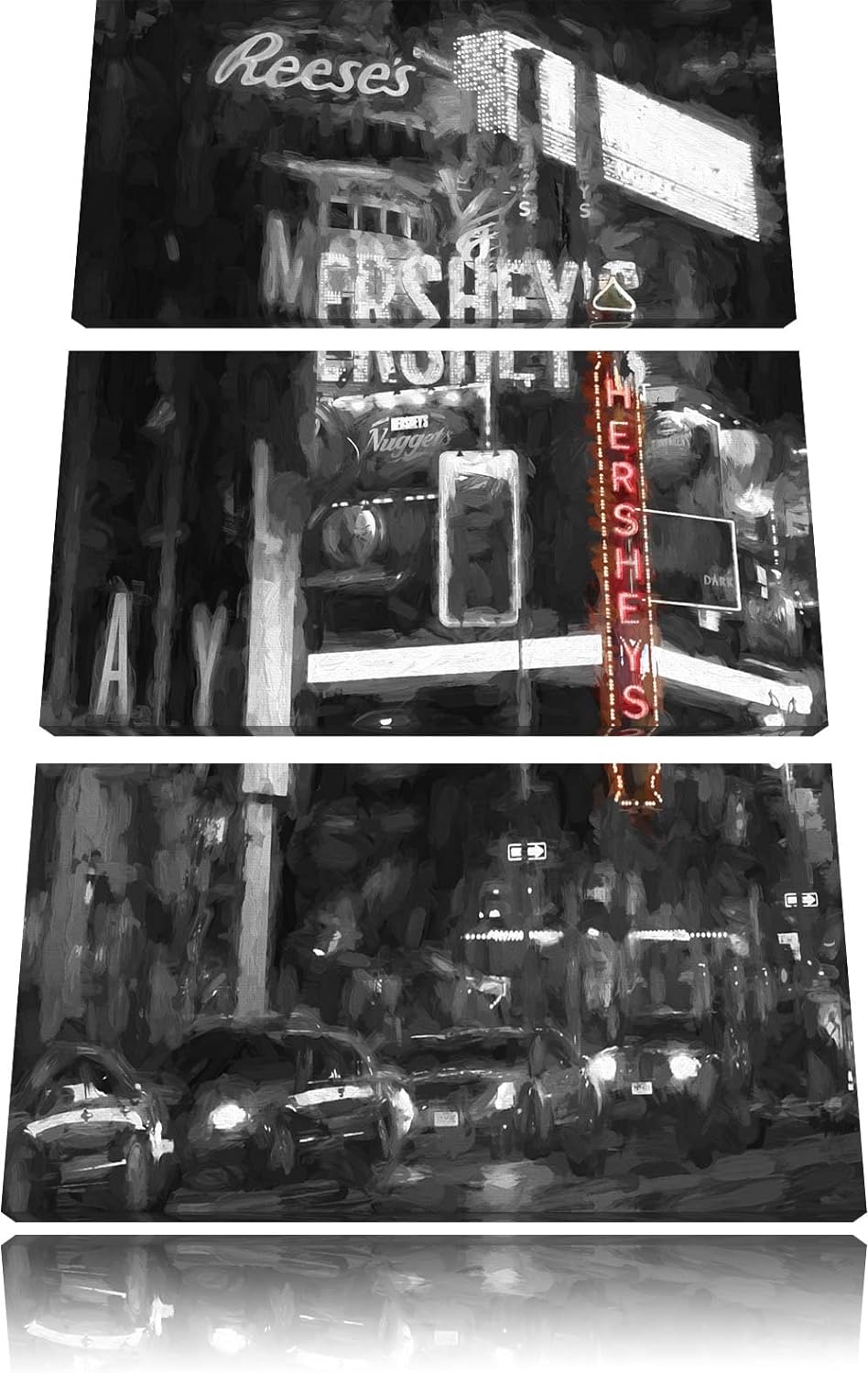 berühmtes Hershey's in New York schwarz/weiss Spezial 3-Teiler Leinwandbild 120x80 Bild auf Leinwand