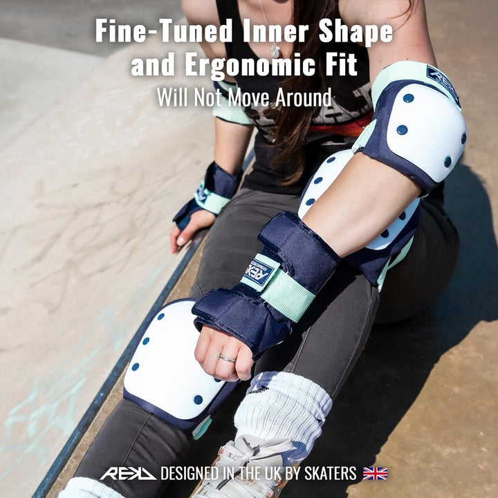 Rekd Heavy Duty Triple Pad Set Skateboard-Schutzset, Unisex, Erwachsene M Blau / Minzgrün, M Blau /