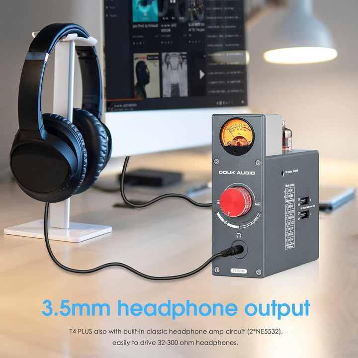 Douk Audio T4 Plus HiFi JAN5654 Röhrenvorverstärker MM/MC Phono-Vorverstärker für Plattenspieler Min