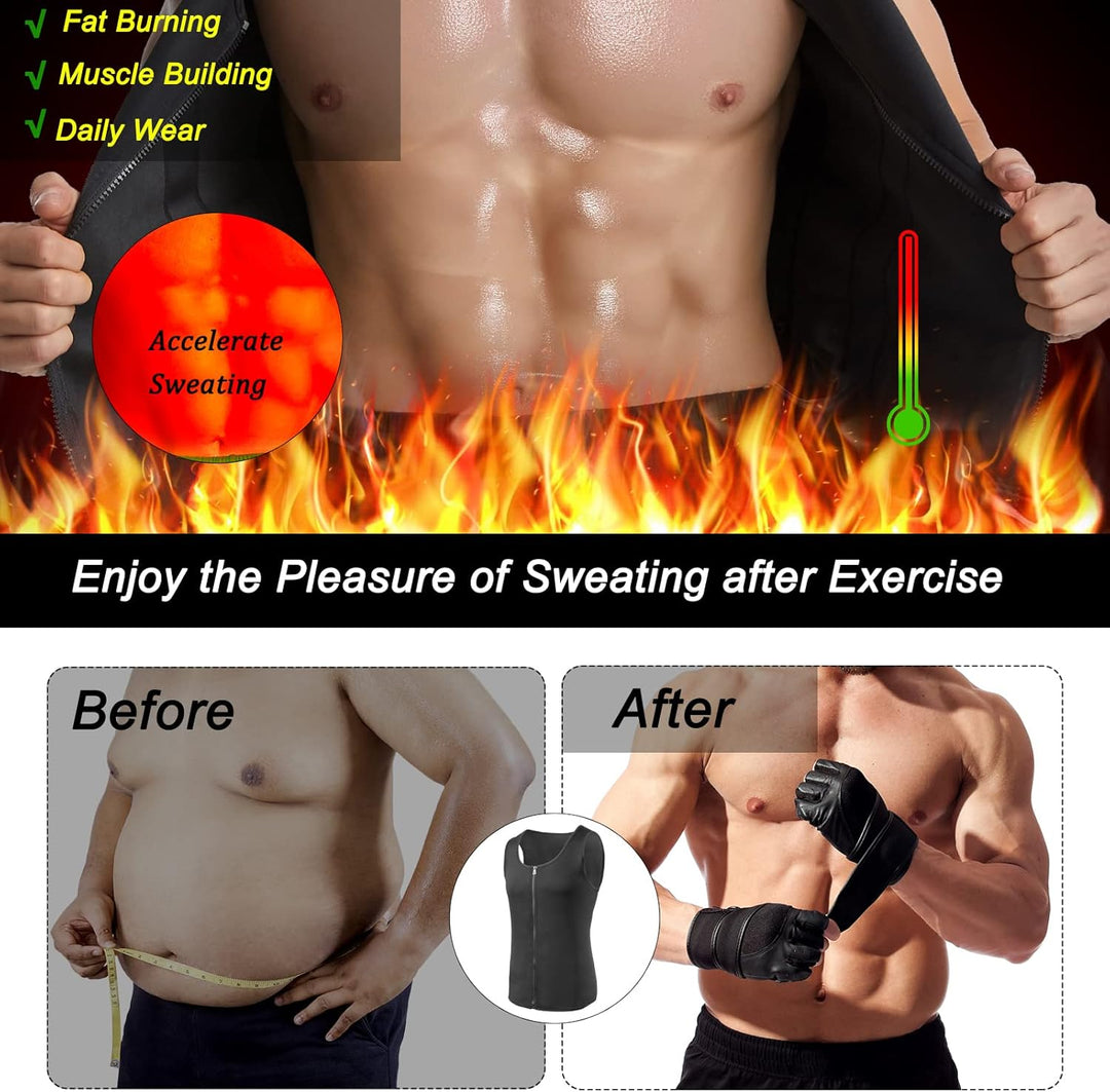 FEimaX Herren Sauna Schweiss Weste Taille Trainer Fitness Abnehmen Shapewear Trainingsanzug Schwitzw