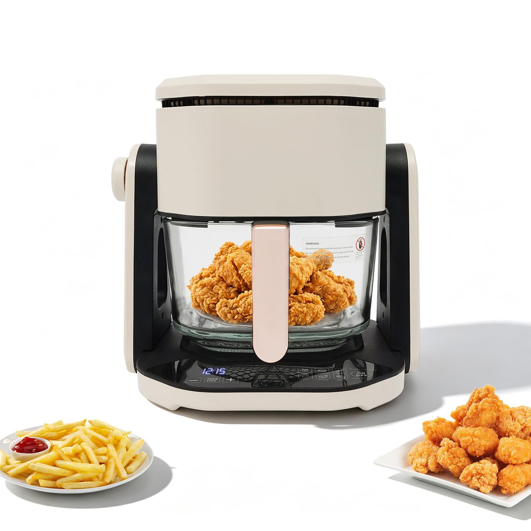 Airfryer Heissluftfritteuse 4,5L mit LCD Display 1200W Leistung | Sehr Kleinem Gehäuse und Sehr Leis