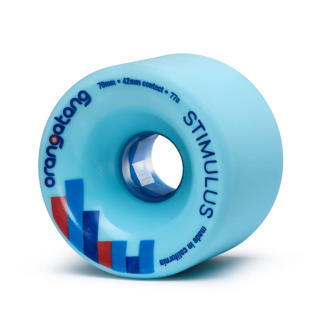 Orangatang Stimulus 70 mm Freeride Longboard Skateboard Wheels (Set of 4) Blau, 77a, Blau, 77a