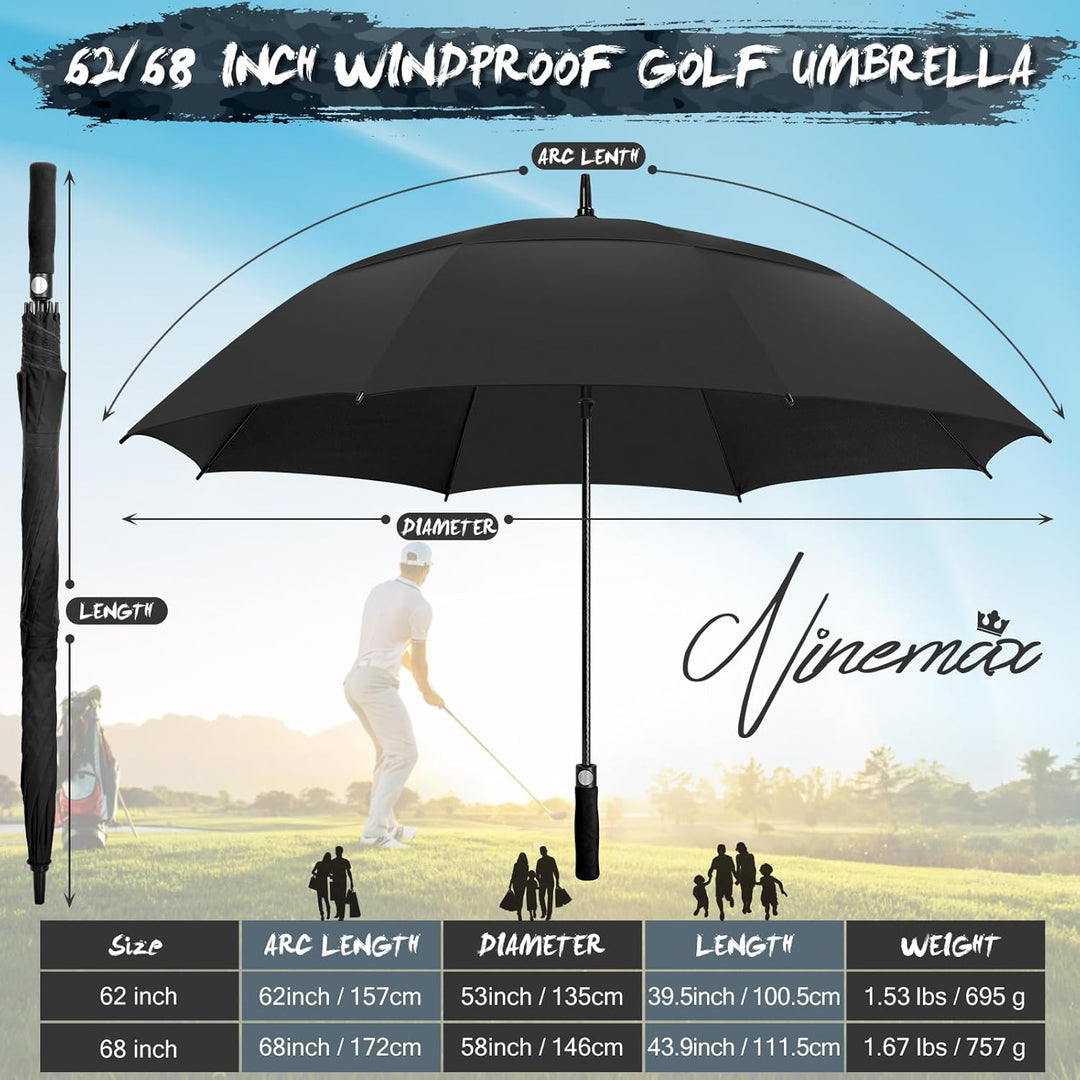 NINEMAX Golfschirm Gross 62/68 Inch Golf Regenschirm Sturmfest Automatik Öffnen Golf Regenschirm Dop