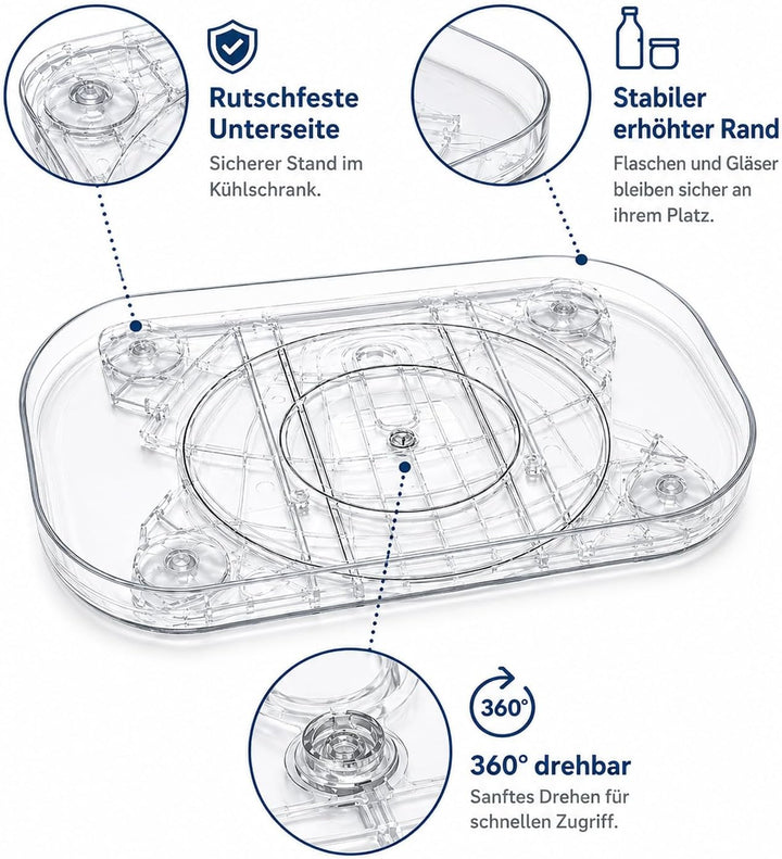 Kühlschrank Drehteller Organizer, Lazy Susan Rechteckig, Drehteller Kühlschrank 40 cm, rutschfest, S