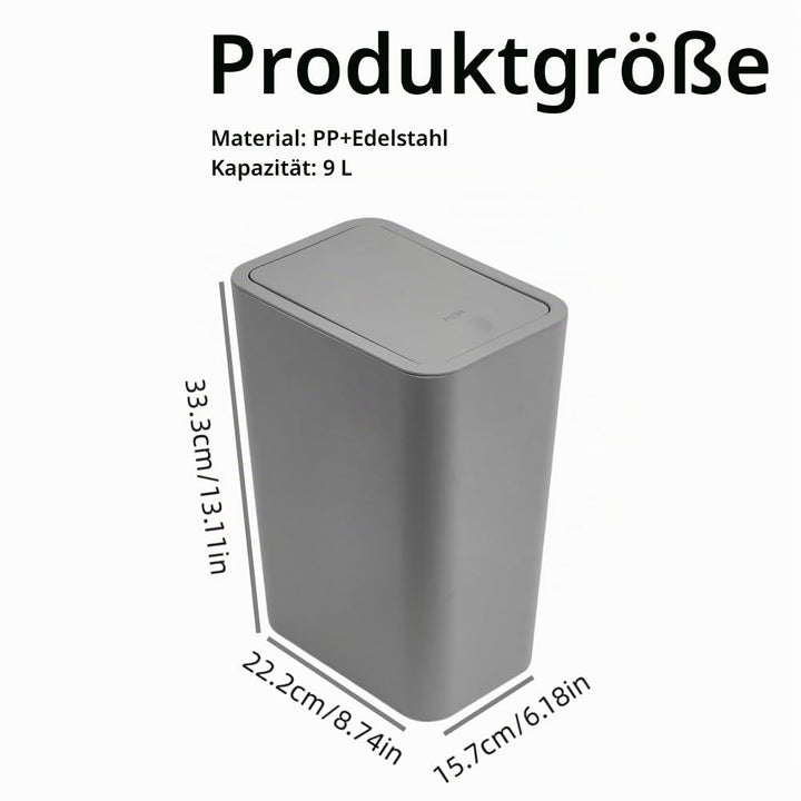 2 Stück Bad Mülleimer 9L mit Geruchsdichtenem Pop-Up-Deckel - PP-Material für Küche, Bad, Büro, Wohn