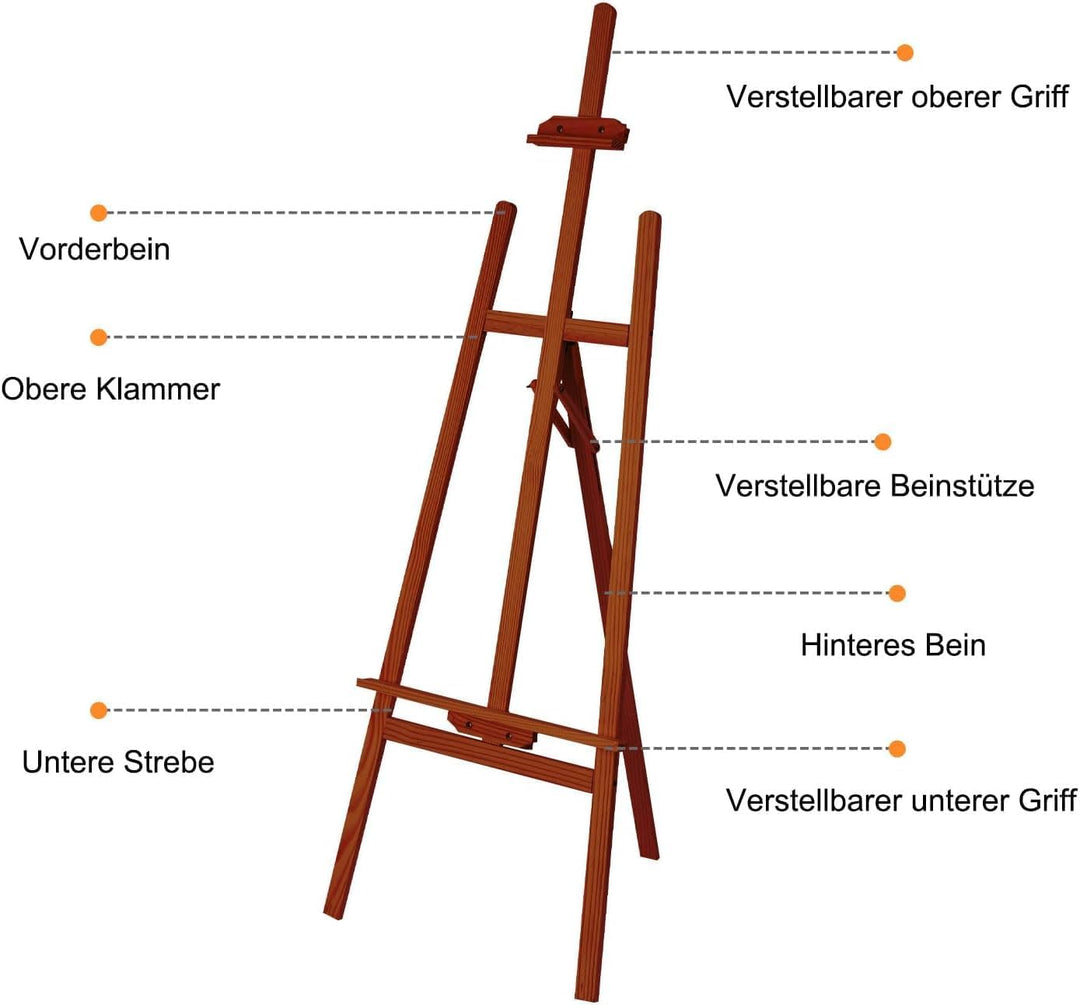 Staffelei aus Holz gross Atelierstaffelei verstellbare Standstaffelei Feldstaffelei Holzstaffelei Le