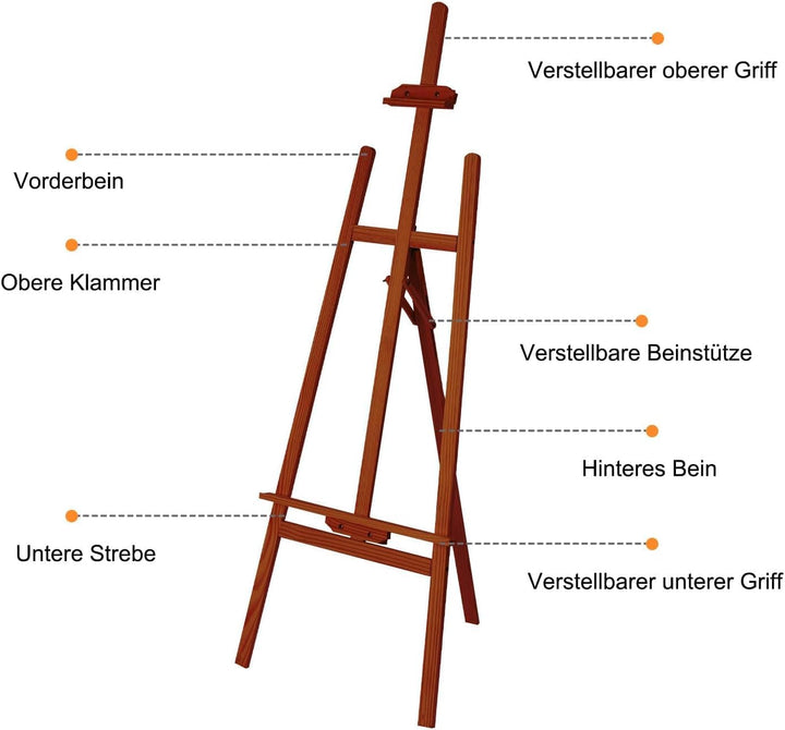 Staffelei aus Holz gross Atelierstaffelei verstellbare Standstaffelei Feldstaffelei Holzstaffelei Le