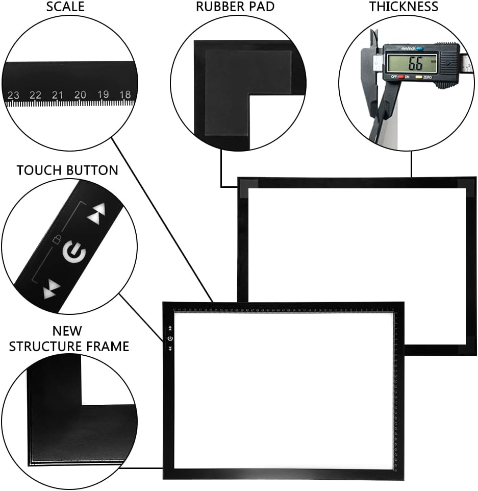 HSK A3 LED-Lichtpad Sperren/Entsperren Touch-Dimmer-Knopf Helligkeit 6000 Lux verpackter Adapter 12V