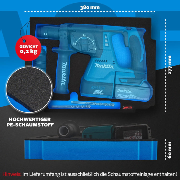 APTEX Schaumeinlage passend für Makita Akku-Bohrhammer DHR 243 für MakPac Gr. 2-3