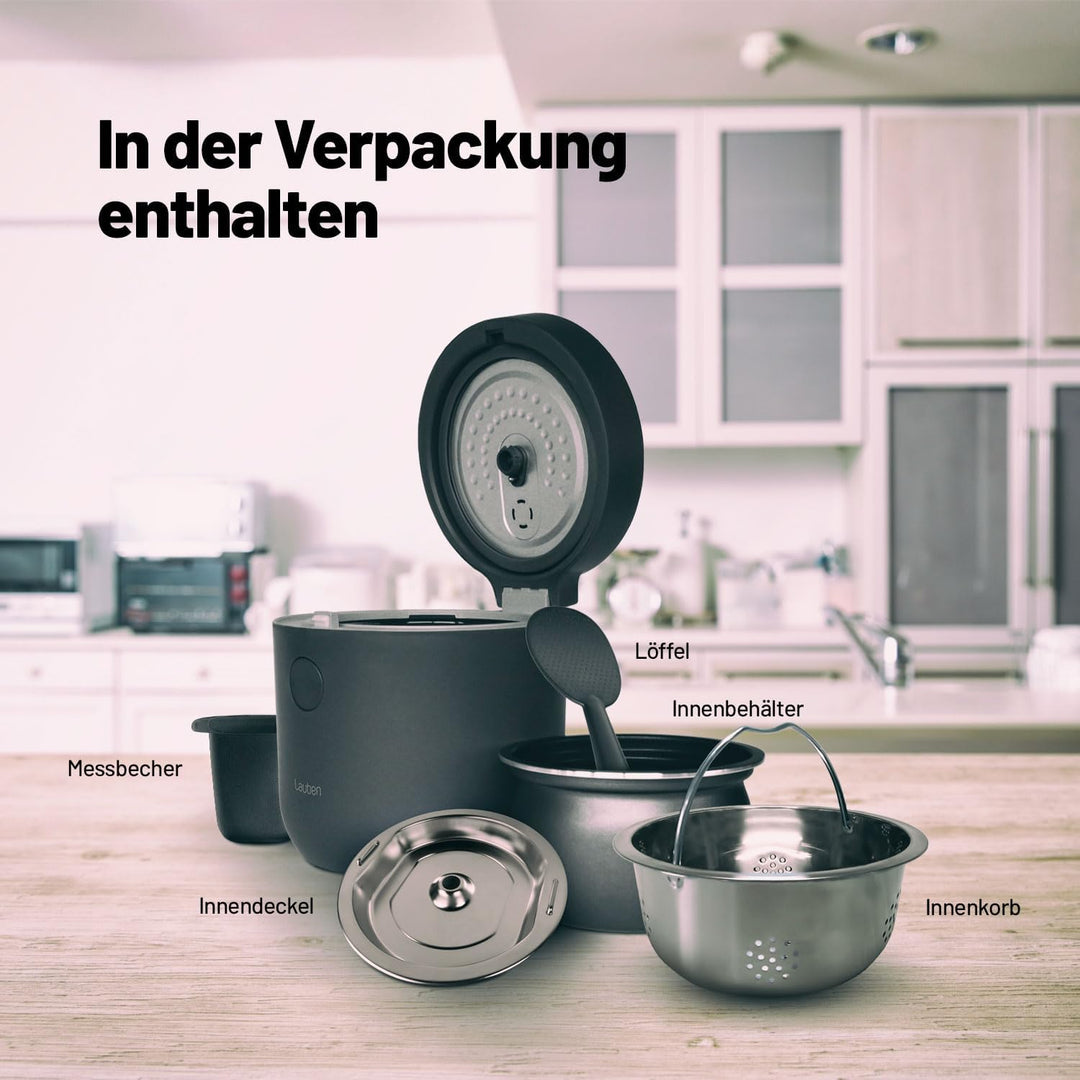Lauben Low Sugar Rice Cooker Reiskocher mit Low-Suger-Funktion, Fassungsvermögen 1,5l, verzögerter S