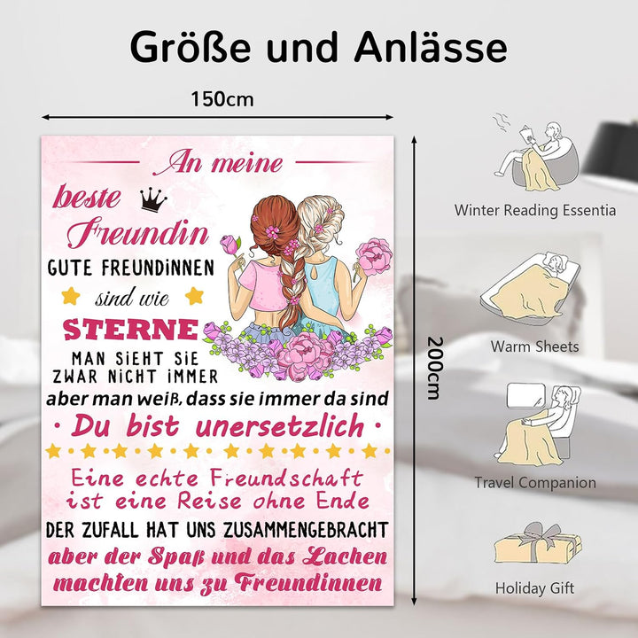PQCXXA Geschenke für Freundin Kuscheldecke, Flanell Decke Geschenk Ideen Frauen Freundin Geburtstag