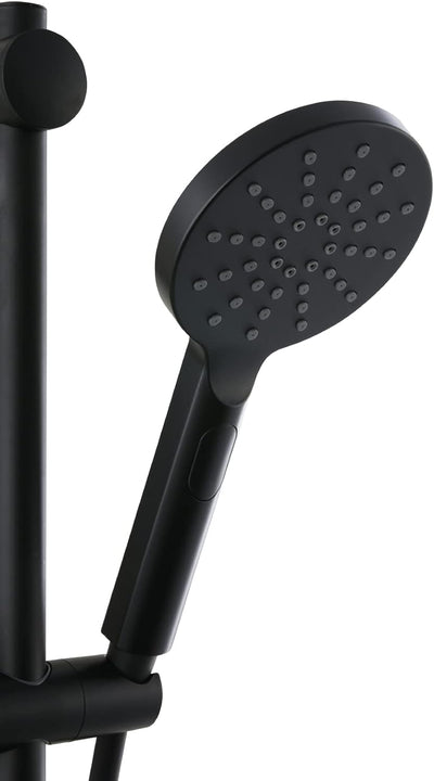 aquaSu® Duschset Acana | schwarz | Duschkopf: 3 Strahlarten, Strahlartenwechsel per Knopf & 12 cm Sp