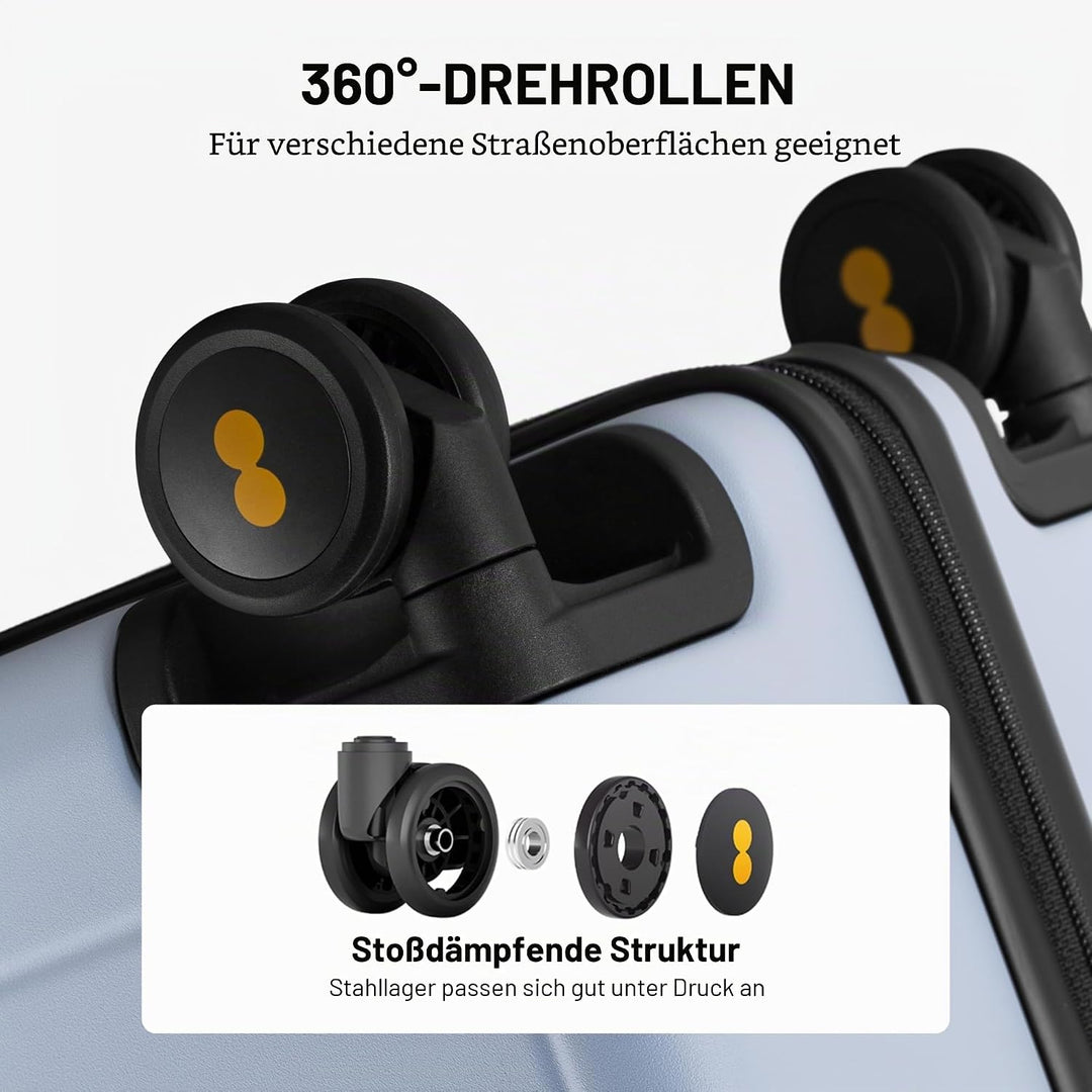 LEVEL8 Koffer Trolleys handgepäck Leichtgewicht 100% PC mit Organizer Set 4-teilig TSA Zahlenschloss