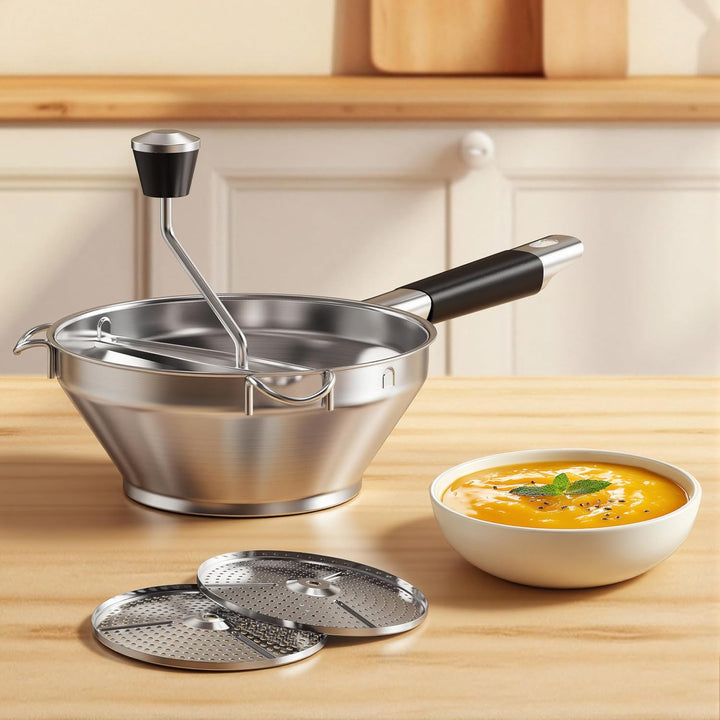 Siebeinsatz, Handkurbel für Nahrung, ergonomisches Drehdesign für Tomatensosse und Kartoffelpüree, l