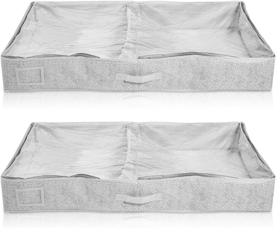 Navaris 2X Unterbettkommode Stoff 91x50x14cm - Unterbett Aufbewahrung mit Sichtfenster gross flach -