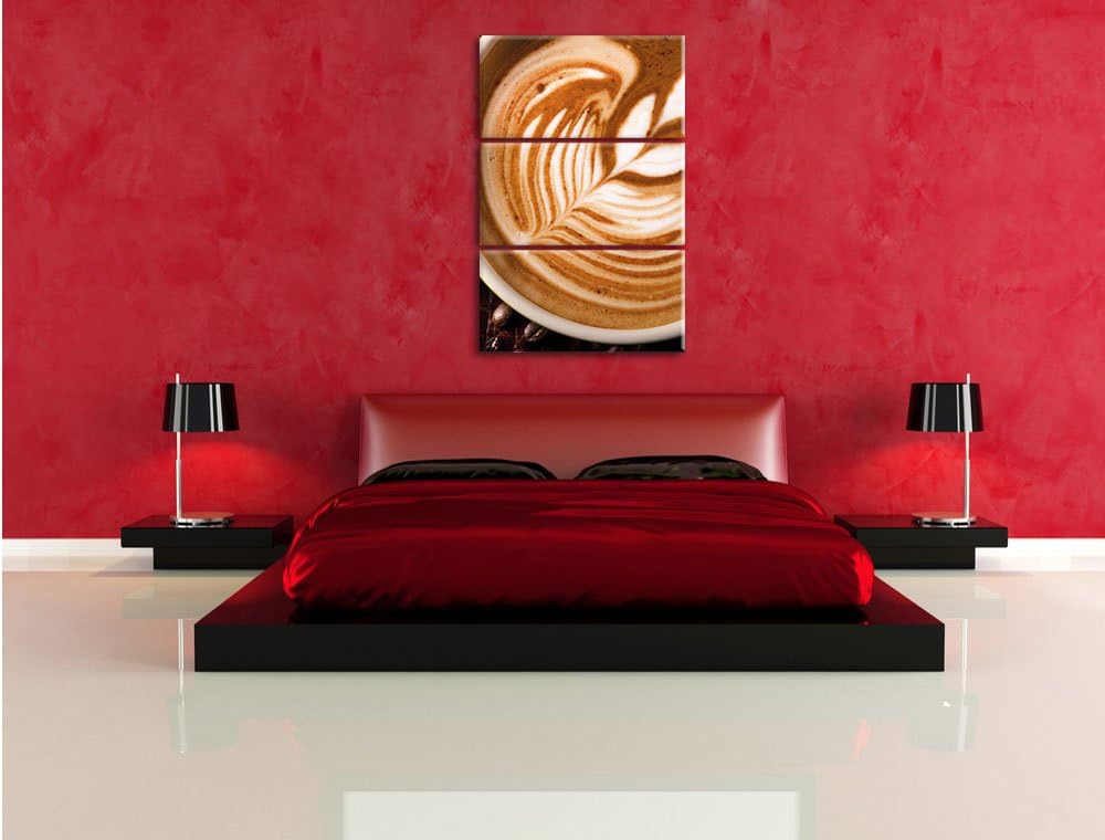 Pixxprint Tasse Kaffee als Leinwandbild/Grösse: 3 Teilig (120x80) cm/Wandbild/Kunstdruck/fertig besp