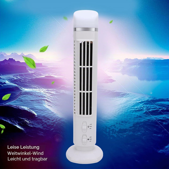 Leise Turmventilator, USB MiniVentilator Säulenventilator mit Licht Einstellbar Mobiler Lüfter Batte