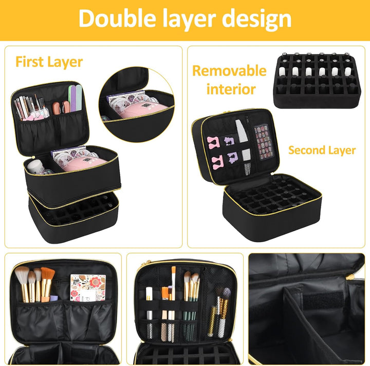 Doppelschicht Nagellack Tasche, Aufbewahrung Tasche, Wasserdicht Nagellack Organizer, Nylon Kosmetik
