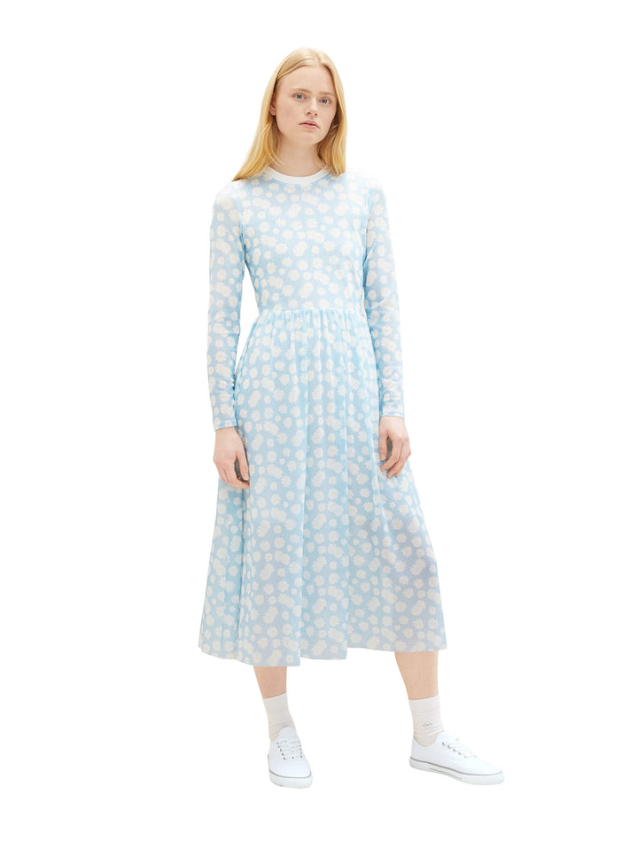 TOM TAILOR Denim Damen Meshkleid mit Print M 29562 - Light Blue Daisy Print, M 29562 - Light Blue Da