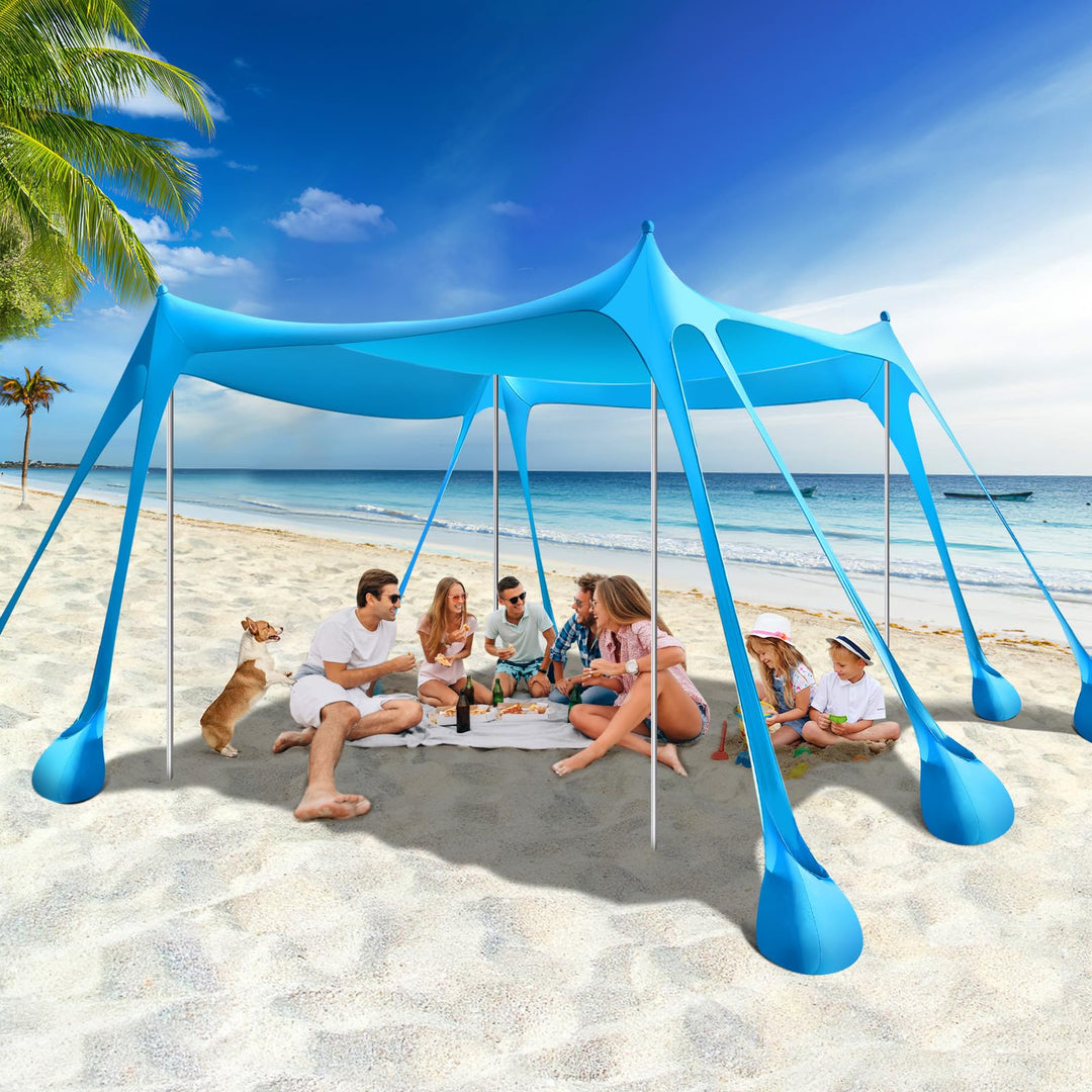 Rhino Valley Strandmuschel, Strandzelt Sonnenschutz UV 50+, Windschutz Strandzelt, Tragbar Sonnenseg
