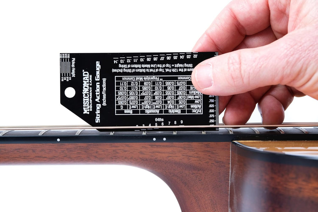 MusicNomad MN602 Precision String Action Gauge Ruler for String Height- Metric, SAE, 64ths Einzeln,