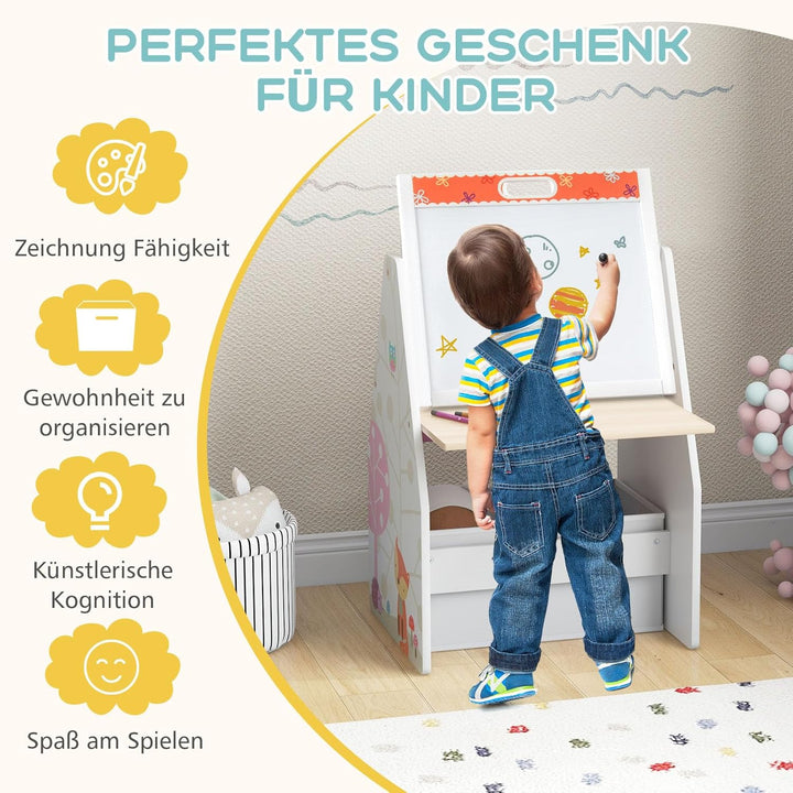 GOPLUS Kinderstaffelei Spieltisch mit Stuhl, Kindertisch und Stuhl-Set mit drehbarer doppelseitiger