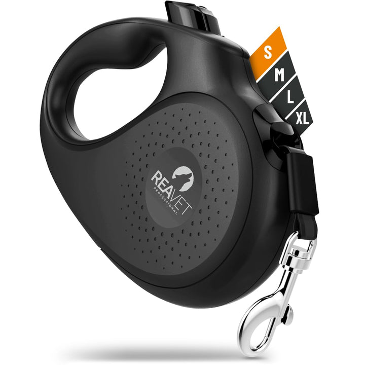 ReaVET Rollleine Hundeleine ausziehbar 5m für kleine Hunde (S) I Ergonomischer & Rutschfester Griff