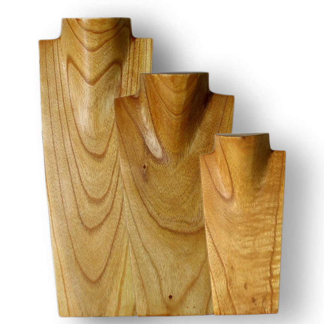 ART-CRAFT Halskettenständer Schmuckständer Halskettendisplay Schmuckbüste aus Holz Natur 3er Set 20-