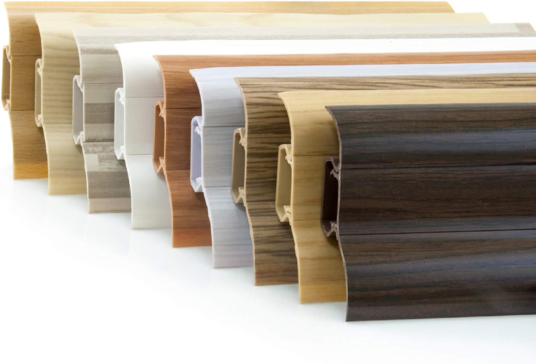 DQ-PP 16m Sockelleisten 52mm PVC Weiss Laminatleisten Fussleisten aus Kunststoff Dekore, 16m Sockell