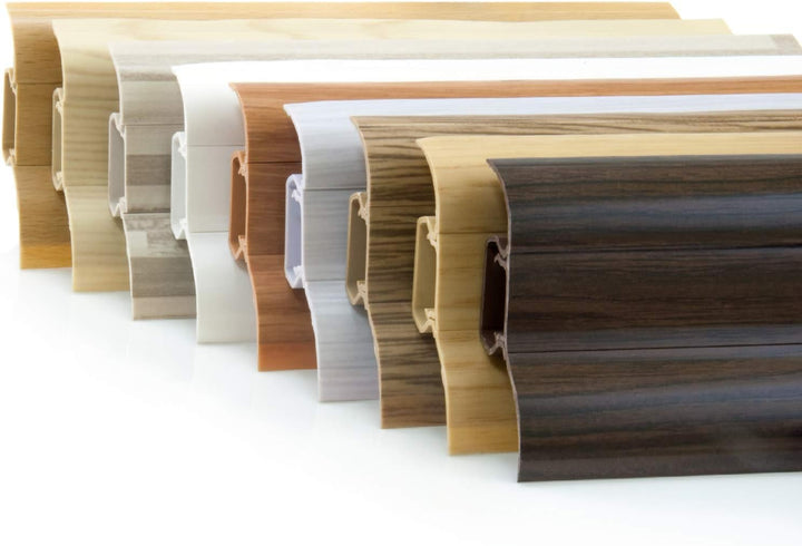 DQ-PP 16m Sockelleisten 52mm PVC Weiss Laminatleisten Fussleisten aus Kunststoff Dekore, 16m Sockell