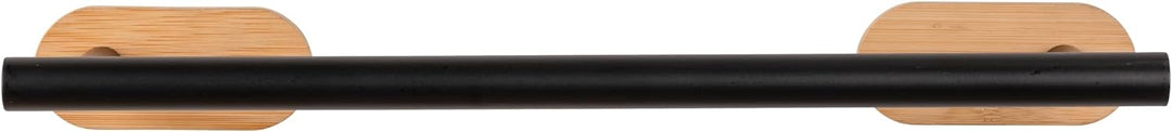 WENKO Turbo-Loc Badetuchstange Orea Bamboo, Halter für Badetücher aus Schwarz matt lackiertem Edelst