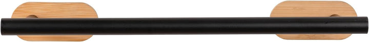 WENKO Turbo-Loc Badetuchstange Orea Bamboo, Halter für Badetücher aus Schwarz matt lackiertem Edelst