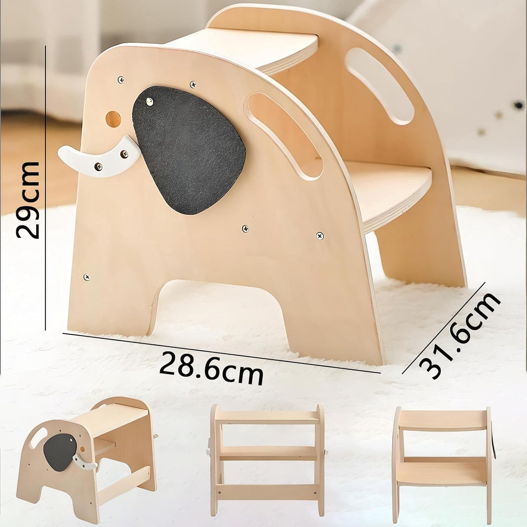 Tritthocker mit 2 Stufen für Kinder, Holz-Trittstuhl, 80 kg Tragkraft, mit Rutschfester Trittfläche,