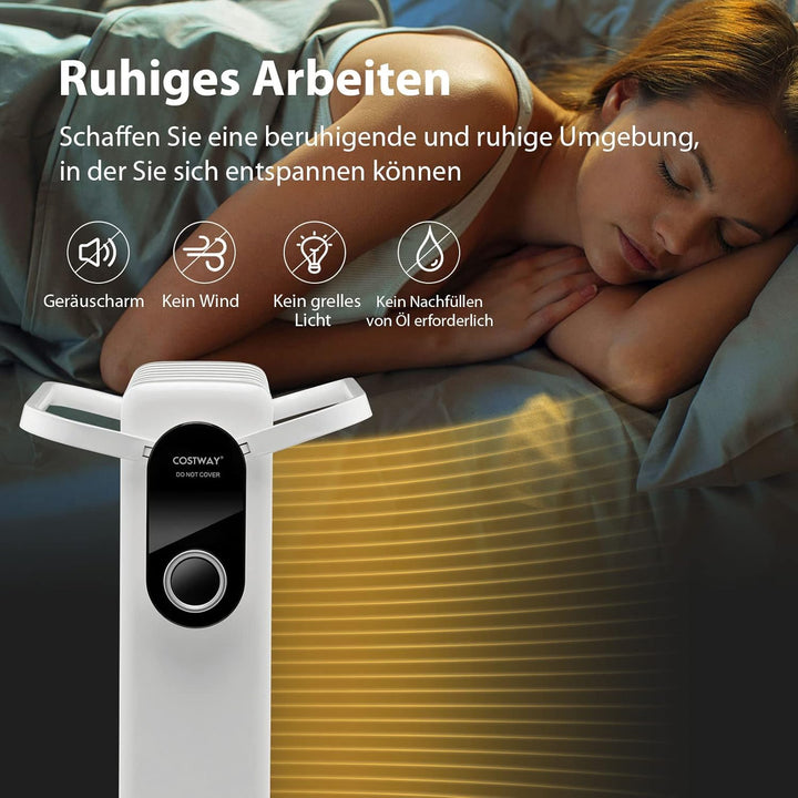COSTWAY 1500W Ölradiator 7 Rippen Heizkörper 5-35℃, elektrische Heizung 3 Heizstufen mobil mit Räder