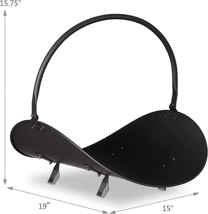 Kaminholzkorb für den Innen- und Aussenbereich, Schwarz: Stahl, robust und elegant, Grösse: ca. 48 x