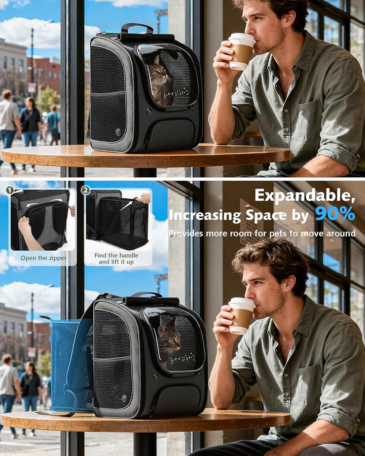 pecute Katzenrucksack Erweiterbar Bubble Haustier Rucksack mit Netzfenster, Tragbare und Faltbare Ka