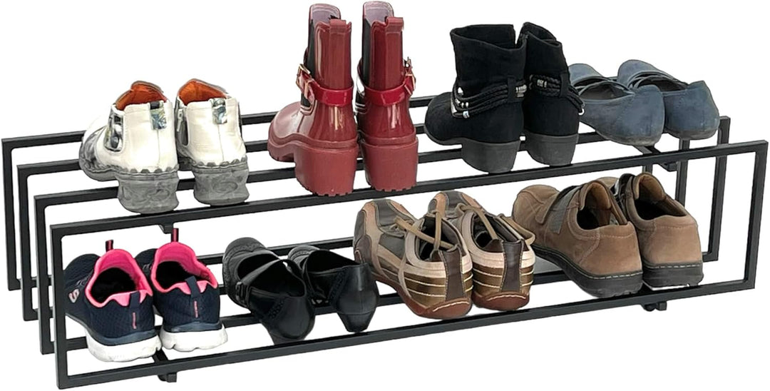 DanDiBo Schuhregal Metall Schwarz 2 Ebenen 96549 Schuhablage Schuhständer Modern Stabil Massiv Schuh