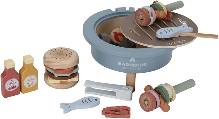 Little Dutch 8021 FSC Holz Grill BBQ Set 34-teilig - blau