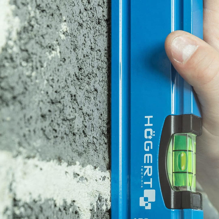 Högert Technik - Wasserwaage 200 cm, Verfügt über 3 Libellen: 0 ° / 45 ° / 90 °, Wasserwaagen aus Al