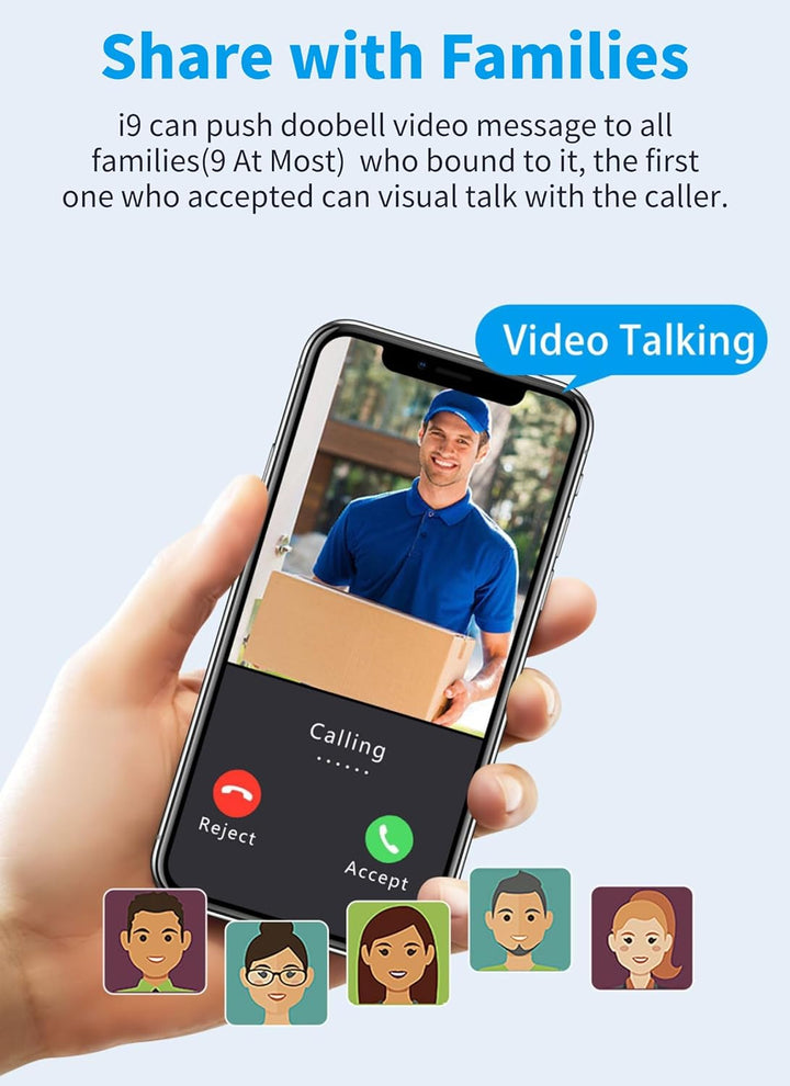 Diyeeni 1080P Kabellose Türklingelkamera, Full HD IR-Nachtsicht, PIR-Bewegungserkennung, 5G-WLAN-Ver