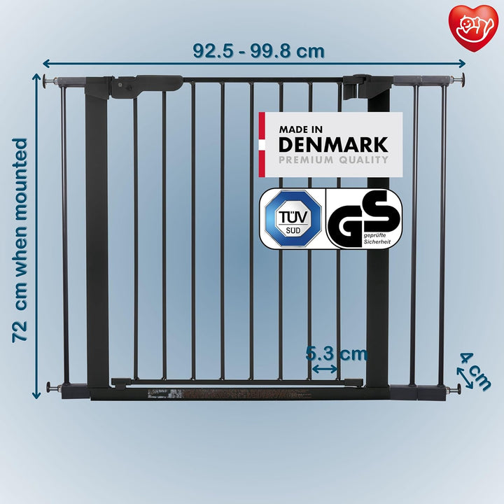 BabyDan Premier, extra breites Treppenschutzgitter zum Klemmen, 92,5-99,8 cm, Türschutzgitter/Absper