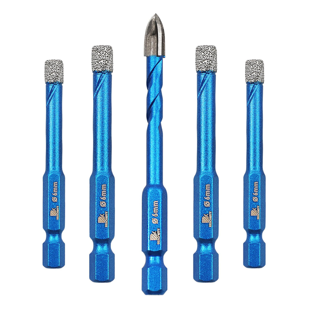 Diamantbohrer Fliesenbohrer Set 6mm - BRSCHNITT 5 Stück Sechskant-Schaft fliesenbohrer set- Lochsäge